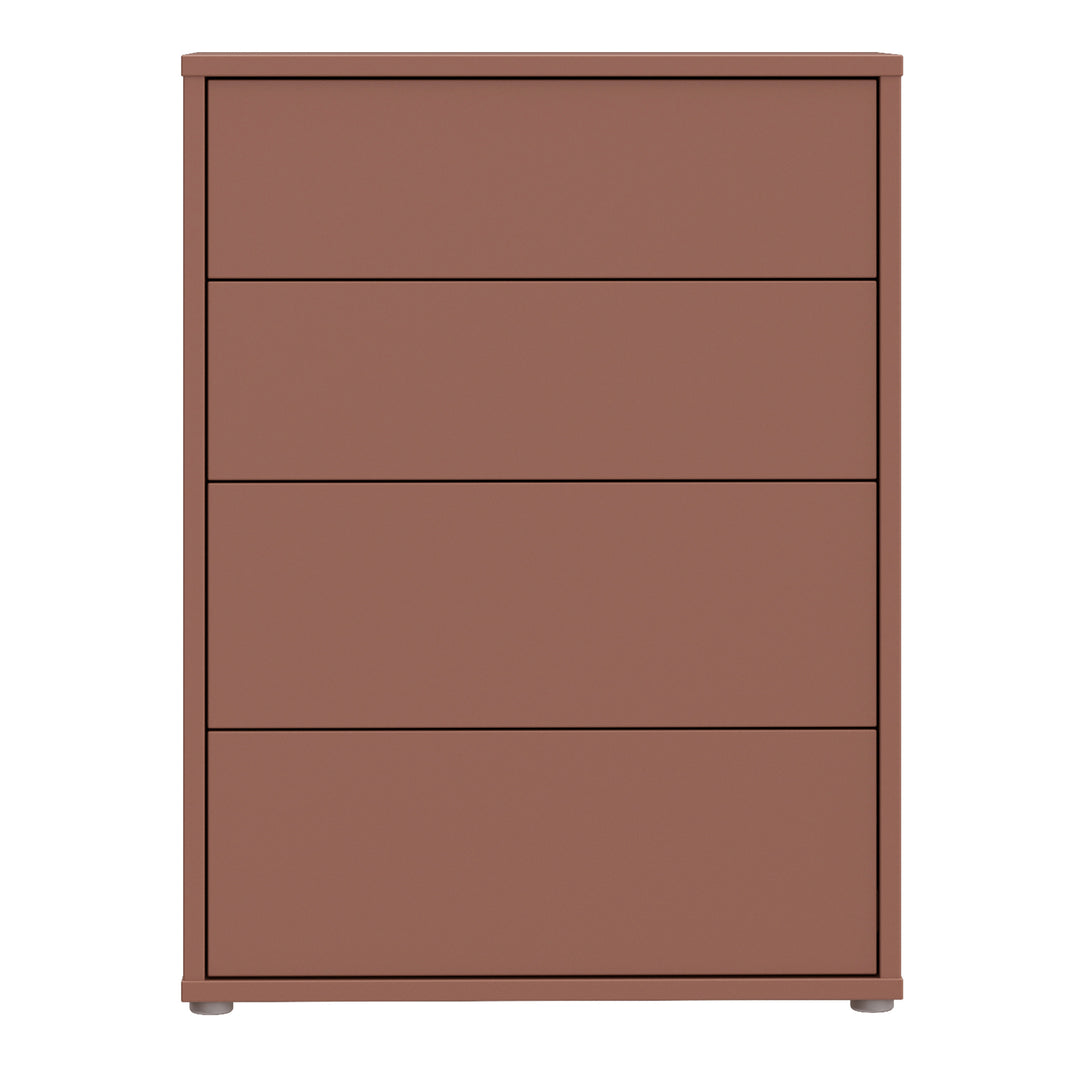Alice Springs 4 Drawer Chest with Push-to-Open Drawers in Terracotta