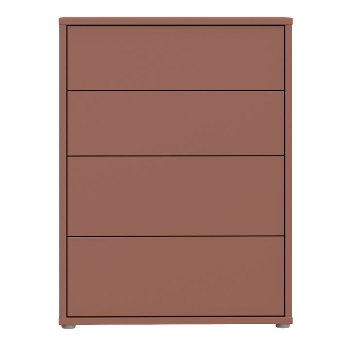 Alice Springs 4 Drawer Chest with Push-to-Open Drawers in Terracotta