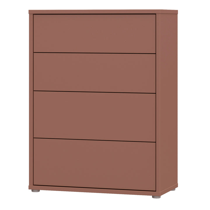 Alice Springs 4 Drawer Chest with Push-to-Open Drawers in Terracotta