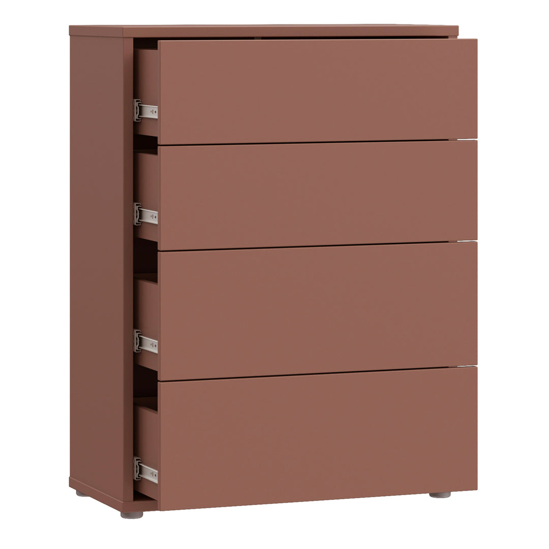 Alice Springs 4 Drawer Chest with Push-to-Open Drawers in Terracotta