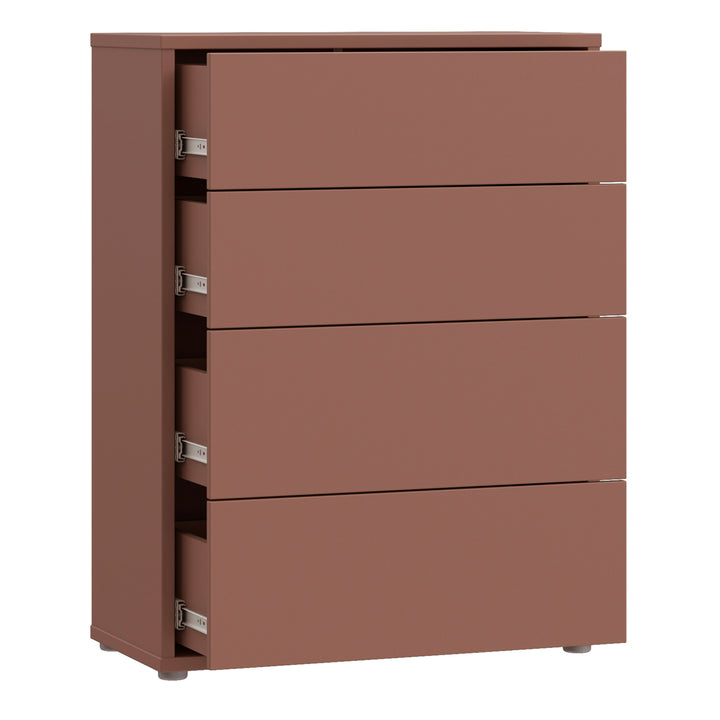 Alice Springs 4 Drawer Chest with Push-to-Open Drawers in Terracotta