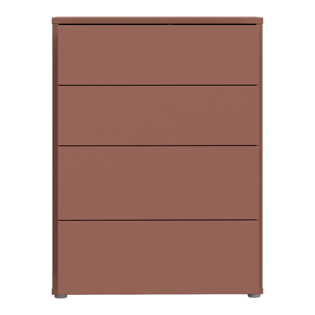 Alice Springs 4 Drawer Chest with Push-to-Open Drawers in Terracotta