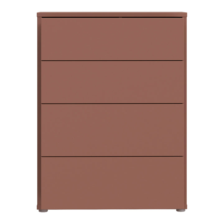 Alice Springs 4 Drawer Chest with Push-to-Open Drawers in Terracotta