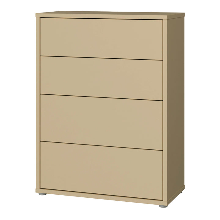 Alice Springs 4 Drawer Chest with Push-to-Open Drawers in Butter Yellow