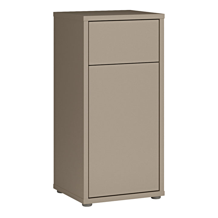 Alice Springs Low Bathroom Storage Cabinet with 1 Door Push-to-Open & 1 Drawer Push-to-Open in Taupe