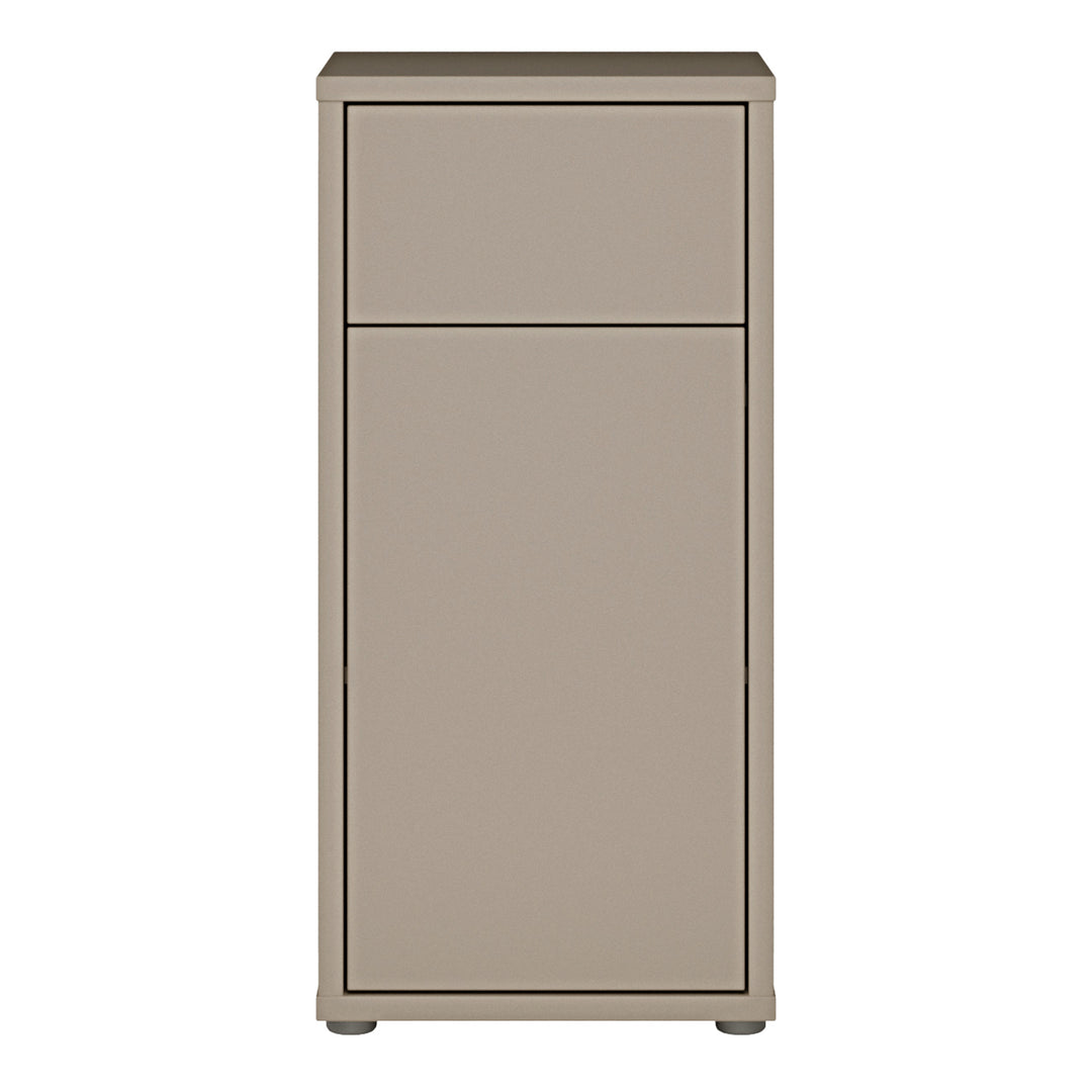 Alice Springs Low Bathroom Storage Cabinet with 1 Door Push-to-Open & 1 Drawer Push-to-Open in Taupe