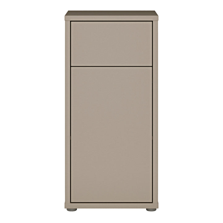 Alice Springs Low Bathroom Storage Cabinet with 1 Door Push-to-Open & 1 Drawer Push-to-Open in Taupe