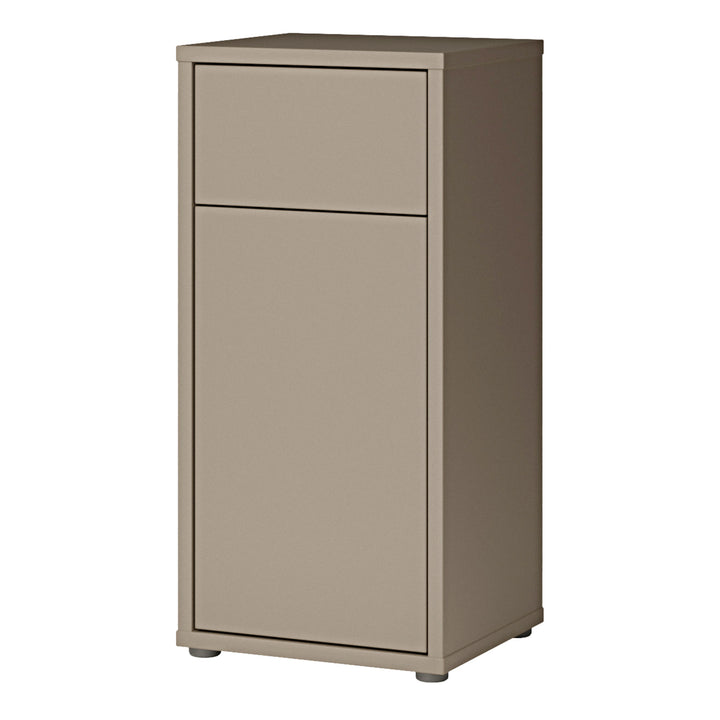 Alice Springs Low Bathroom Storage Cabinet with 1 Door Push-to-Open & 1 Drawer Push-to-Open in Taupe