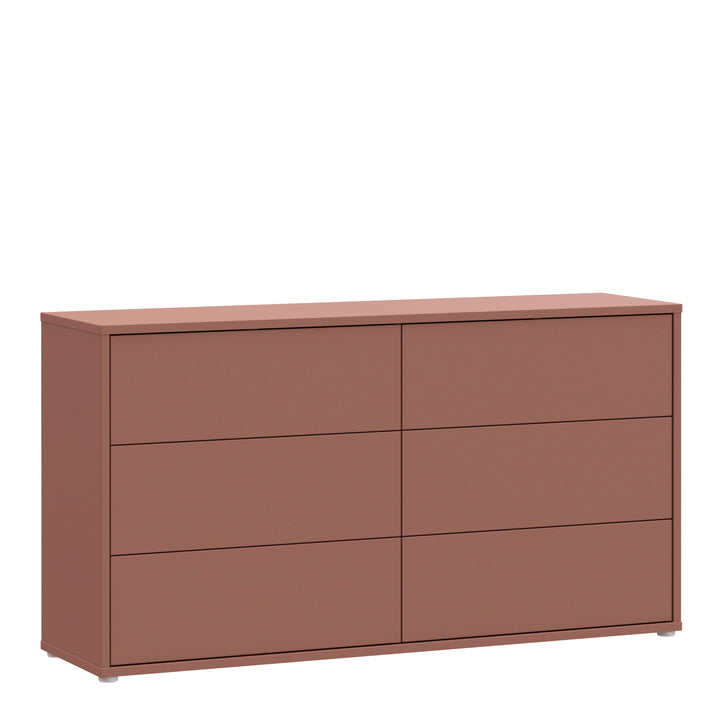 Alice Springs 6 Drawer Wide Chest with Push-to-Open Drawers in Terracotta
