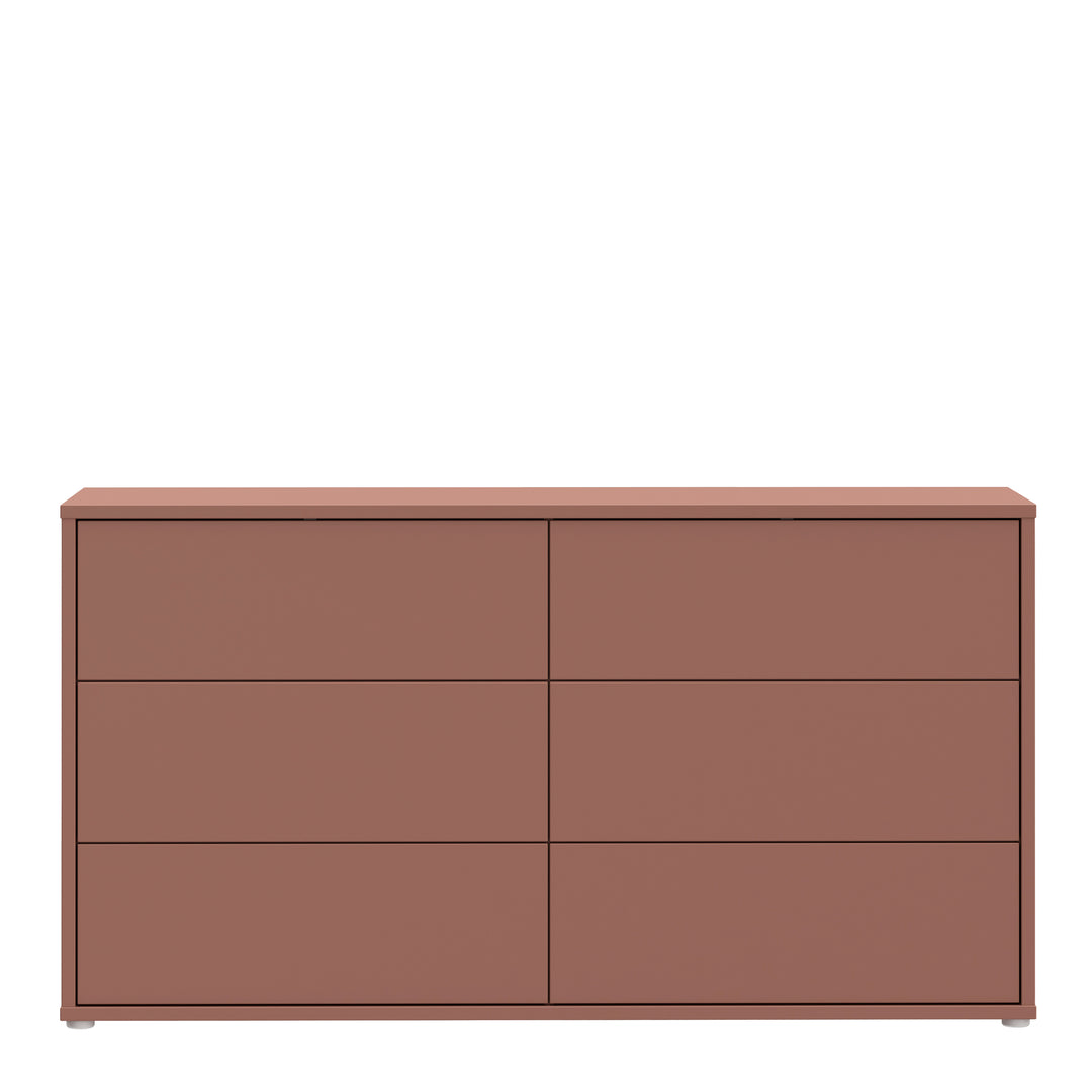 Alice Springs 6 Drawer Wide Chest with Push-to-Open Drawers in Terracotta