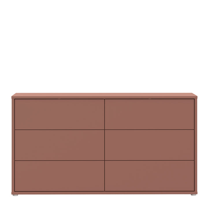 Alice Springs 6 Drawer Wide Chest with Push-to-Open Drawers in Terracotta