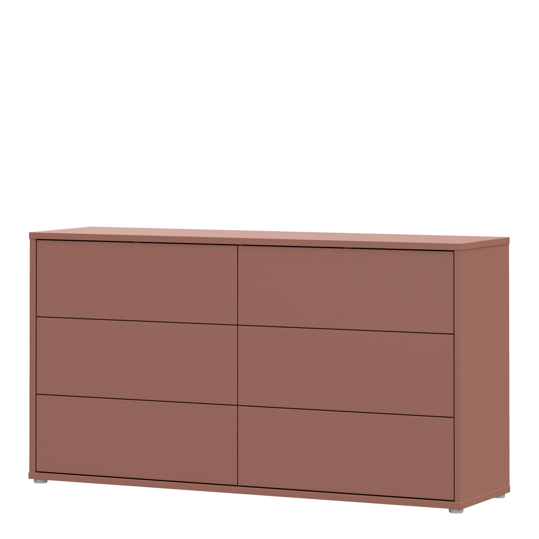 Alice Springs 6 Drawer Wide Chest with Push-to-Open Drawers in Terracotta