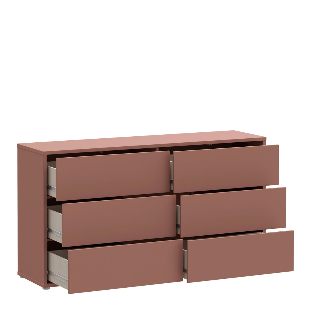 Alice Springs 6 Drawer Wide Chest with Push-to-Open Drawers in Terracotta