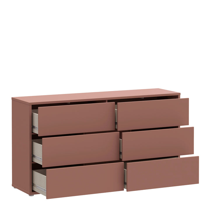 Alice Springs 6 Drawer Wide Chest with Push-to-Open Drawers in Terracotta