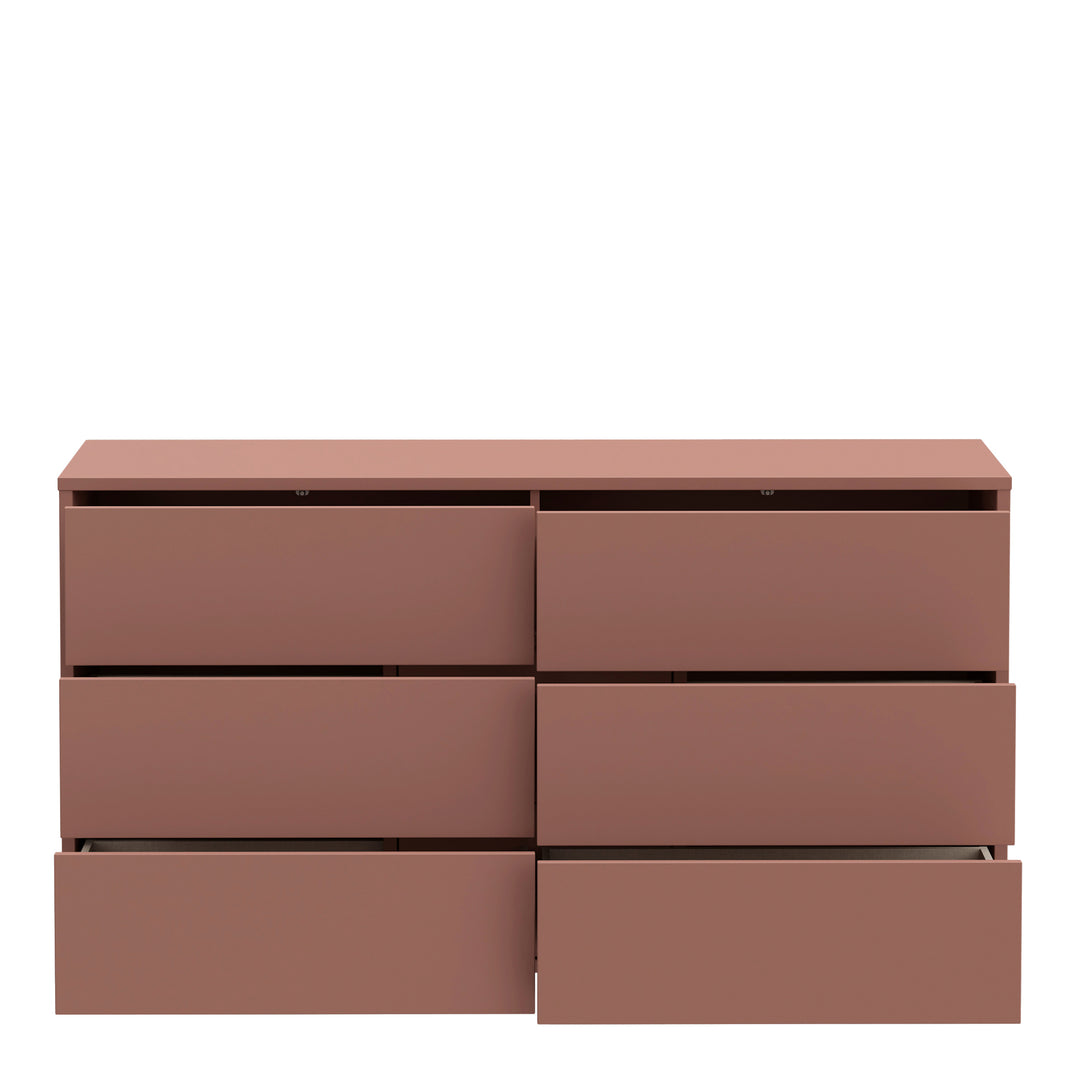 Alice Springs 6 Drawer Wide Chest with Push-to-Open Drawers in Terracotta