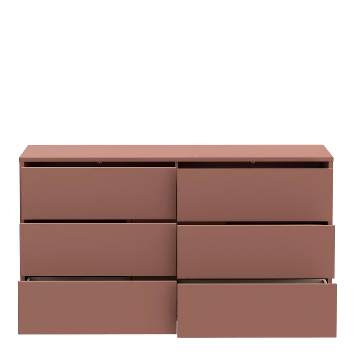 Alice Springs 6 Drawer Wide Chest with Push-to-Open Drawers in Terracotta
