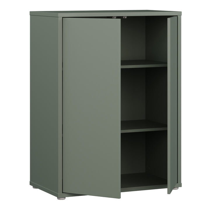 Alice Springs 2 Door Cupboard with Push-to-Open Doors in Sage Green