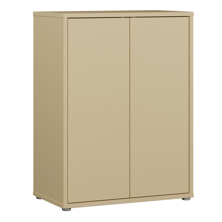 Alice Springs 2 Door Cupboard with Push-to-Open Doors in Butter Yellow