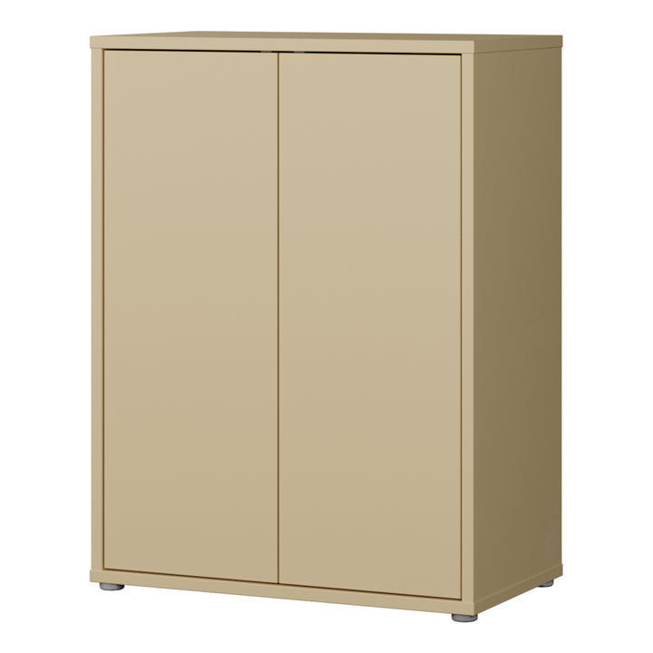 Alice Springs 2 Door Cupboard with Push-to-Open Doors in Butter Yellow
