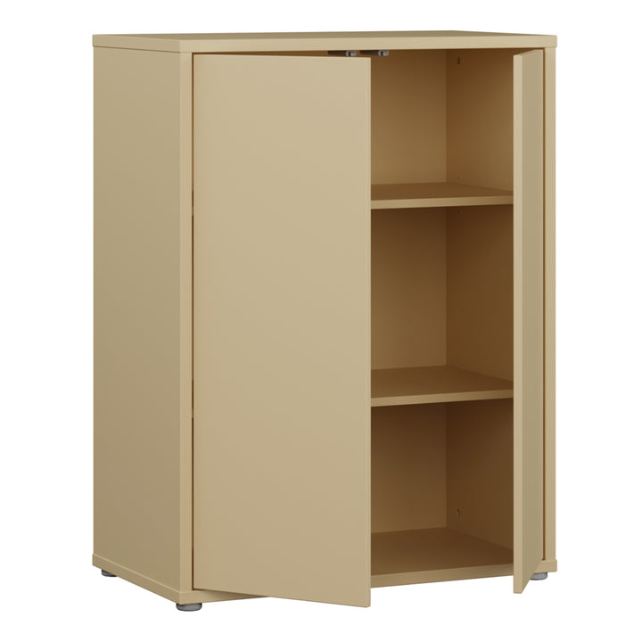 Alice Springs 2 Door Cupboard with Push-to-Open Doors in Butter Yellow