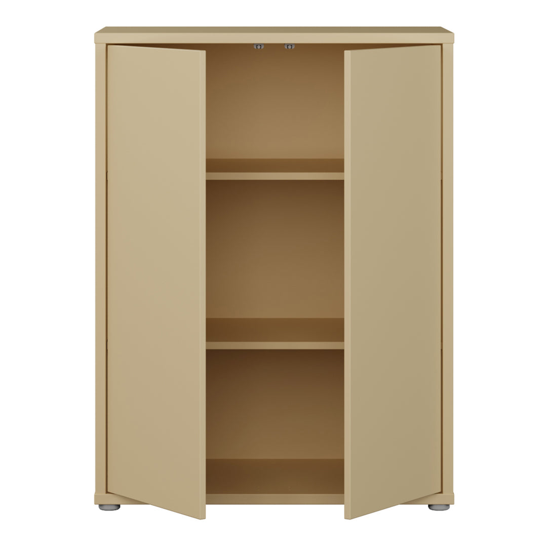 Alice Springs 2 Door Cupboard with Push-to-Open Doors in Butter Yellow