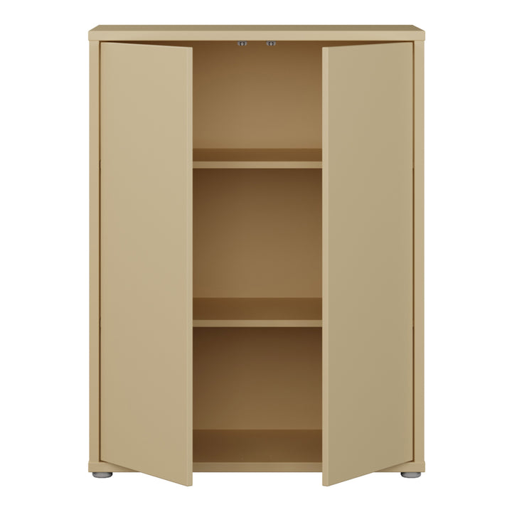 Alice Springs 2 Door Cupboard with Push-to-Open Doors in Butter Yellow