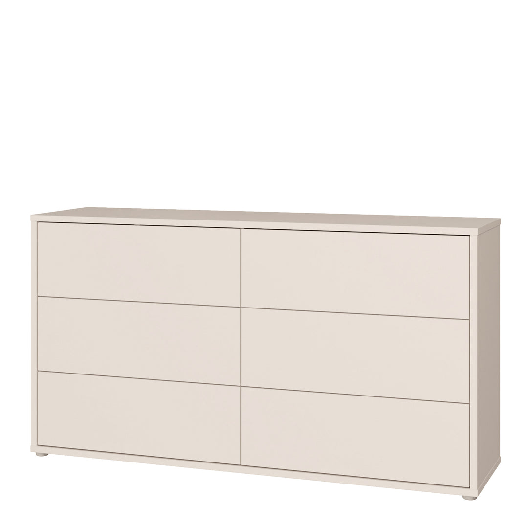 Alice Springs 6 Drawer Wide Chest with Push-to-Open Drawers in Sand