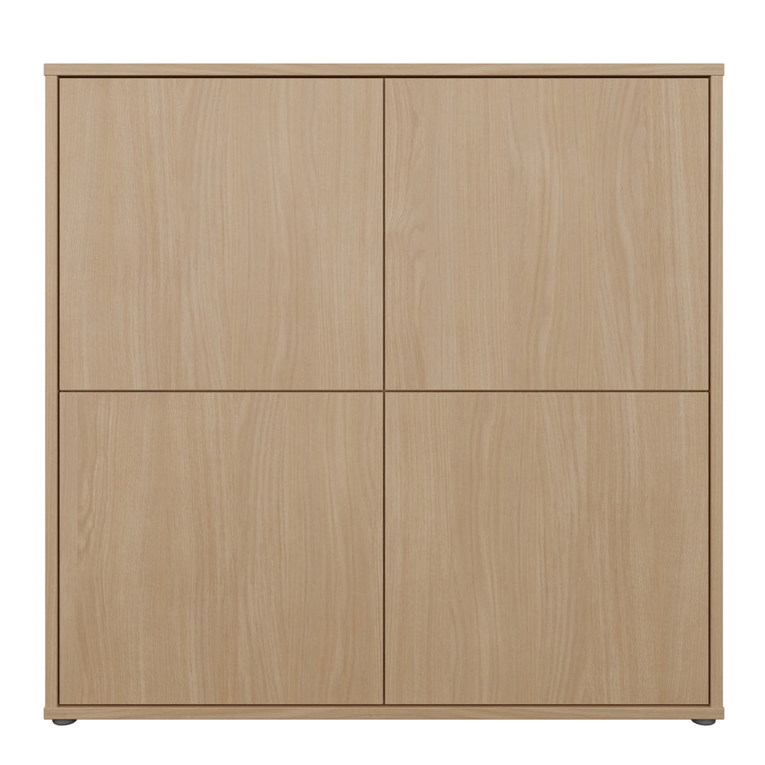 Alice Springs 4 Door Large Storage Cabinet with Push-to-Open Doors in Elegancia Oak