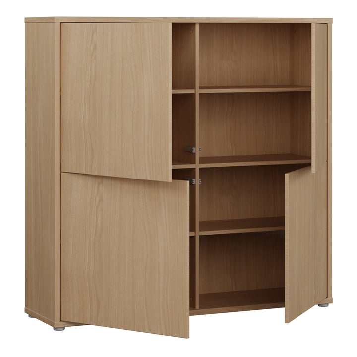 Alice Springs 4 Door Large Storage Cabinet with Push-to-Open Doors in Elegancia Oak