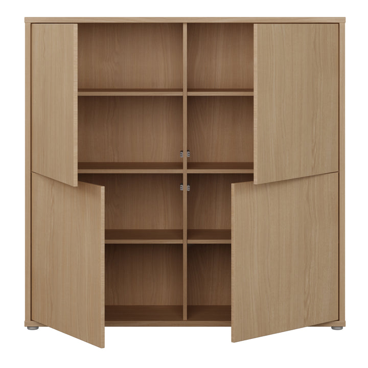 Alice Springs 4 Door Large Storage Cabinet with Push-to-Open Doors in Elegancia Oak