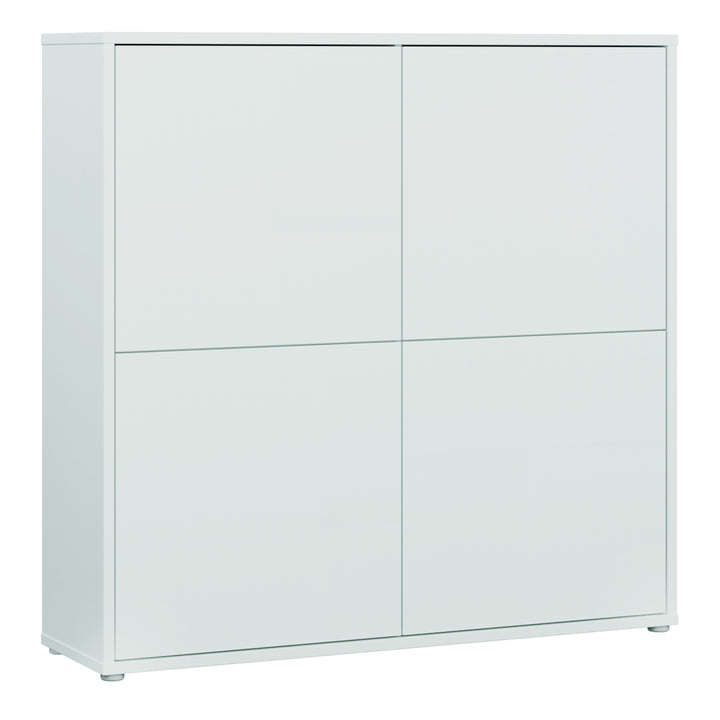 Alice Springs 4 Door Large Storage Cabinet with Push-to-Open Doors in Light Grey