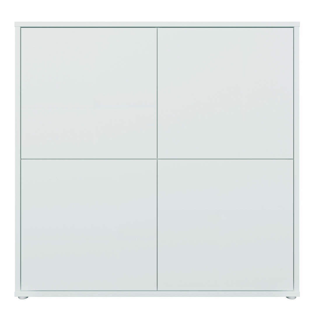 Alice Springs 4 Door Large Storage Cabinet with Push-to-Open Doors in Light Grey