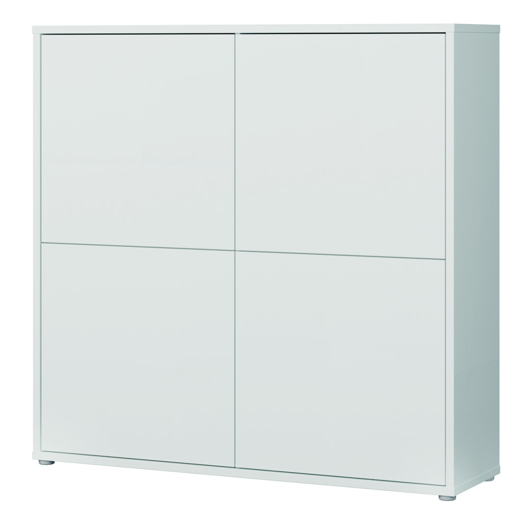 Alice Springs 4 Door Large Storage Cabinet with Push-to-Open Doors in Light Grey
