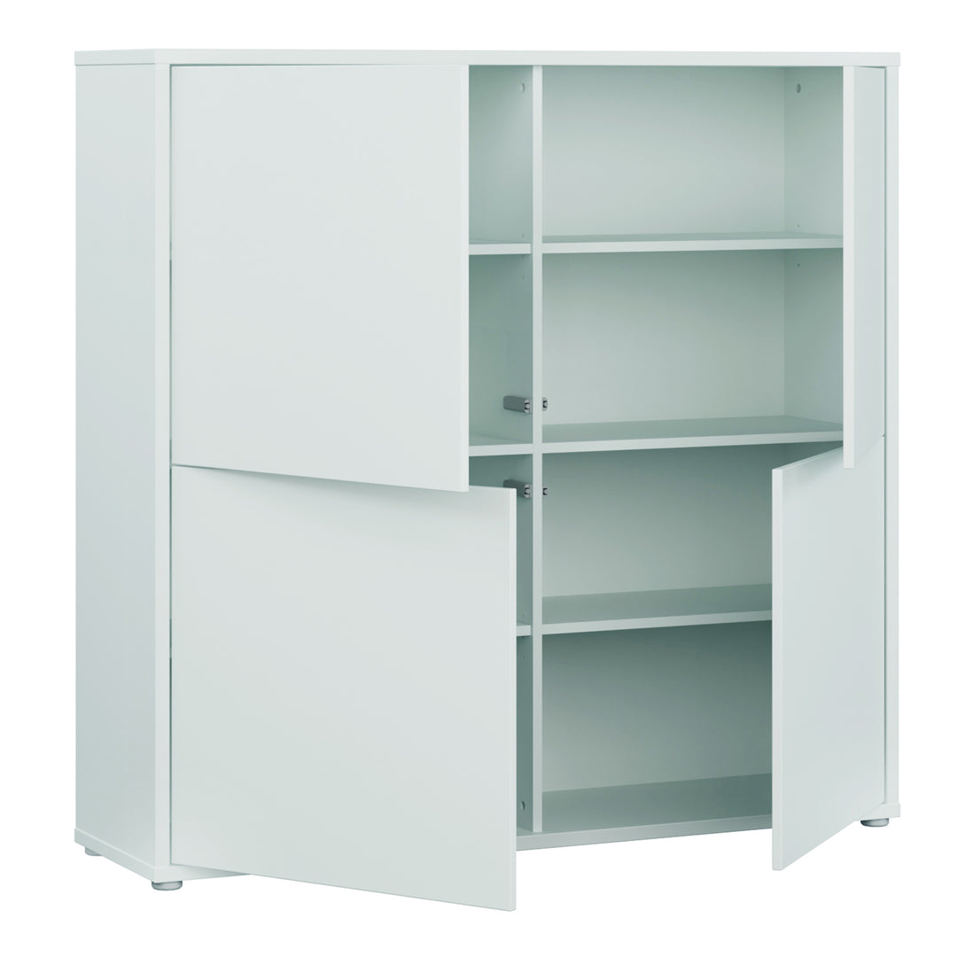 Alice Springs 4 Door Large Storage Cabinet with Push-to-Open Doors in Light Grey