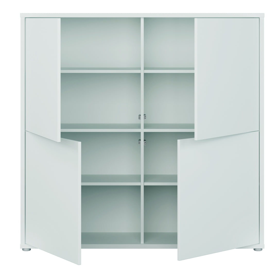 Alice Springs 4 Door Large Storage Cabinet with Push-to-Open Doors in Light Grey