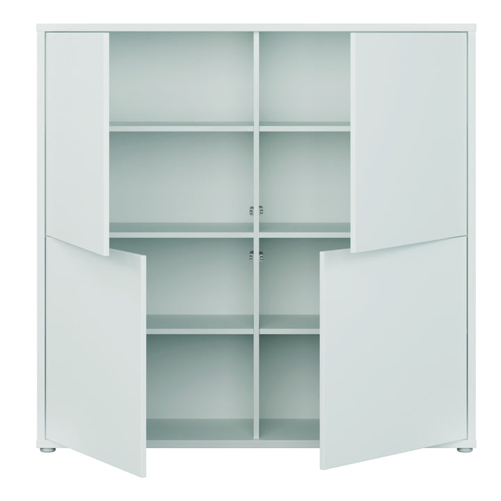 Alice Springs 4 Door Large Storage Cabinet with Push-to-Open Doors in Light Grey
