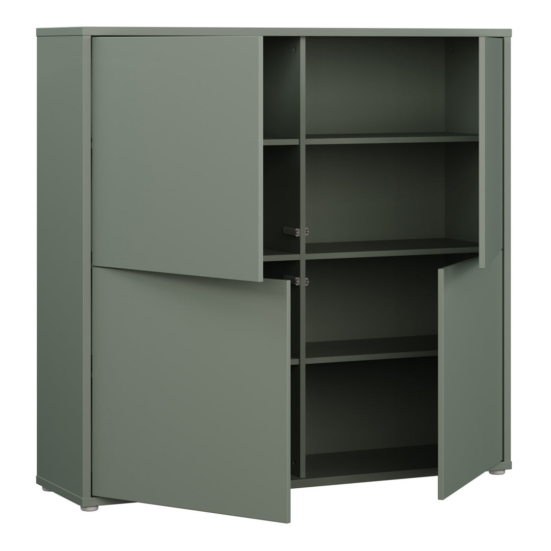 Alice Springs 4 Door Large Storage Cabinet with Push-to-Open Doors in Sage Green