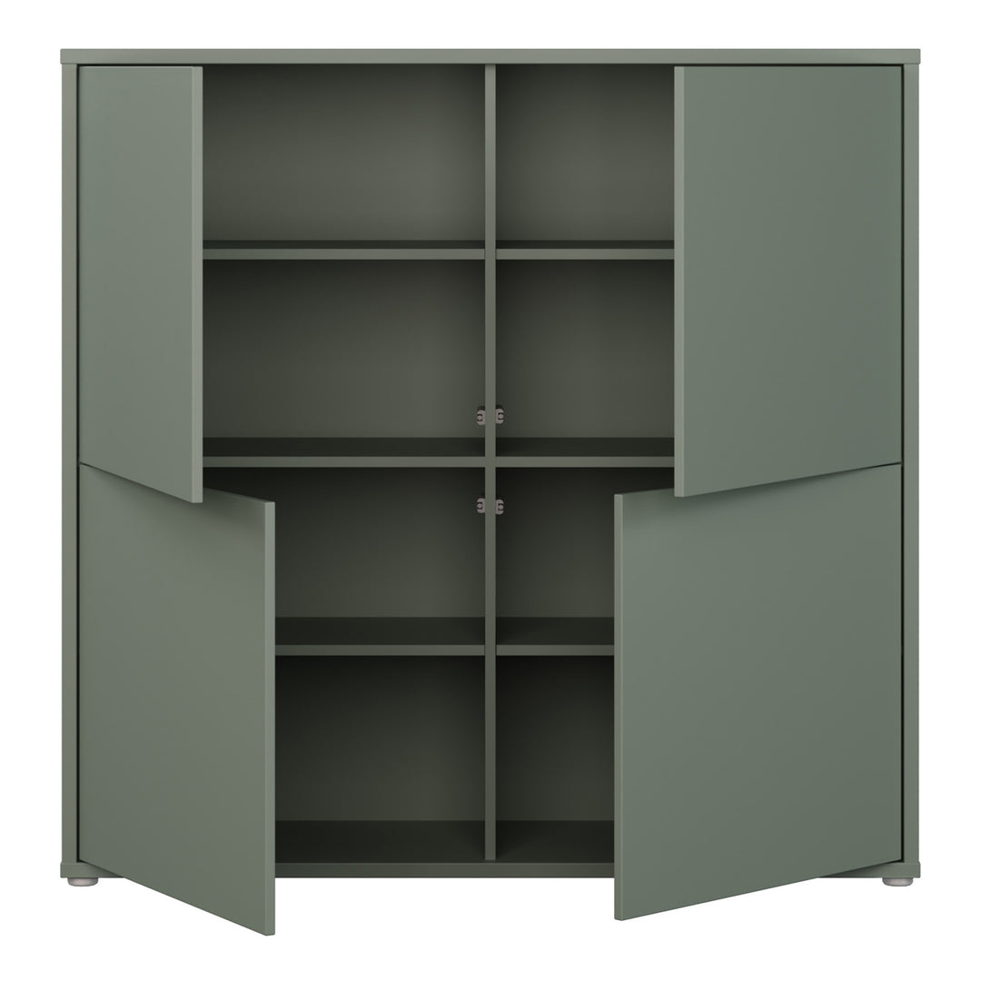 Alice Springs 4 Door Large Storage Cabinet with Push-to-Open Doors in Sage Green