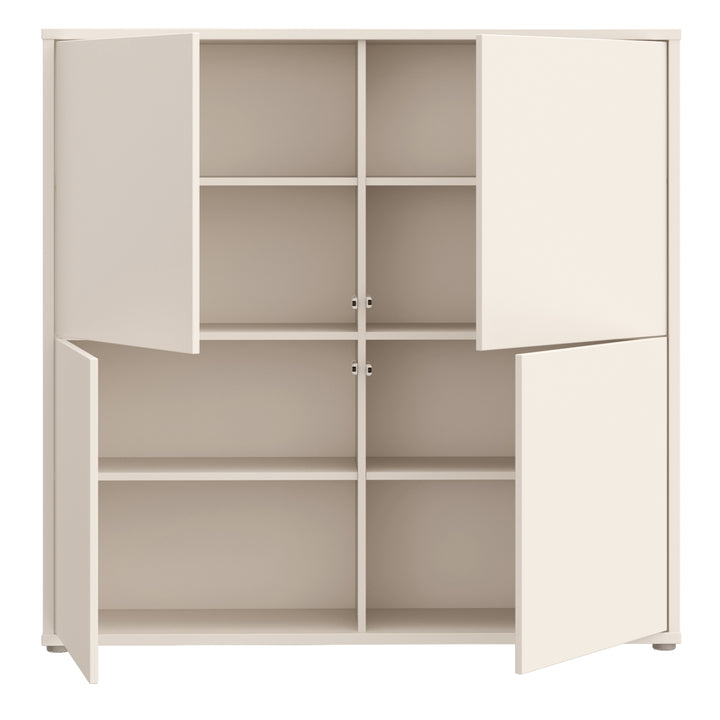 Alice Springs 4 Door Large Storage Cabinet with Push-to-Open Doors in Sand