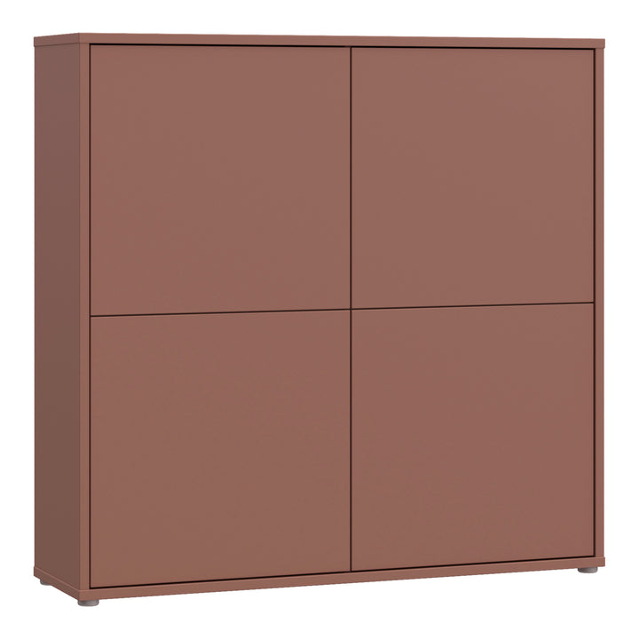 Alice Springs 4 Door Large Storage Cabinet with Push-to-Open Doors in Terracotta