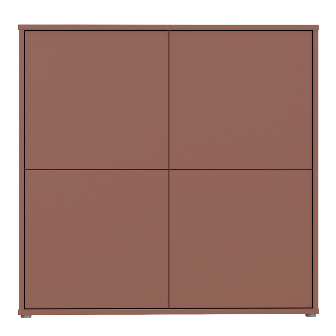 Alice Springs 4 Door Large Storage Cabinet with Push-to-Open Doors in Terracotta