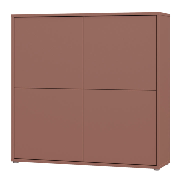 Alice Springs 4 Door Large Storage Cabinet with Push-to-Open Doors in Terracotta