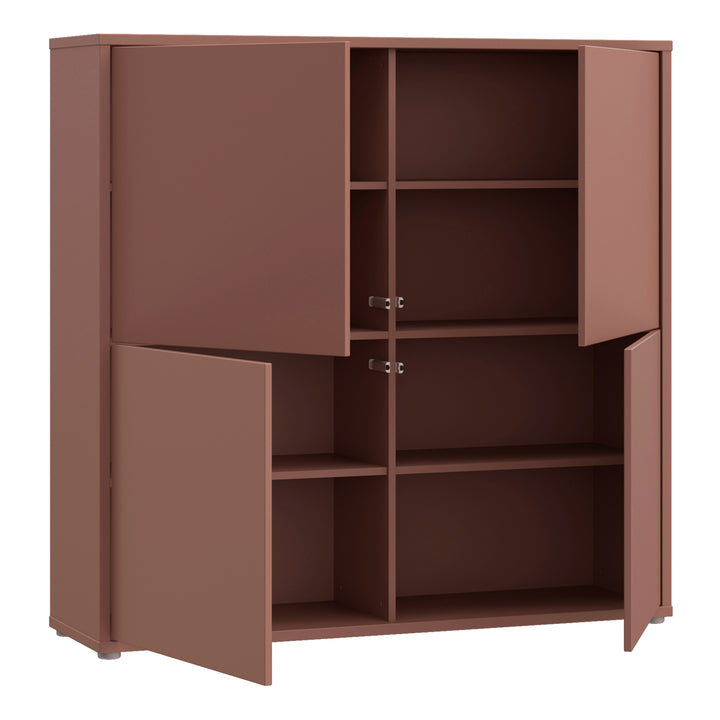 Alice Springs 4 Door Large Storage Cabinet with Push-to-Open Doors in Terracotta