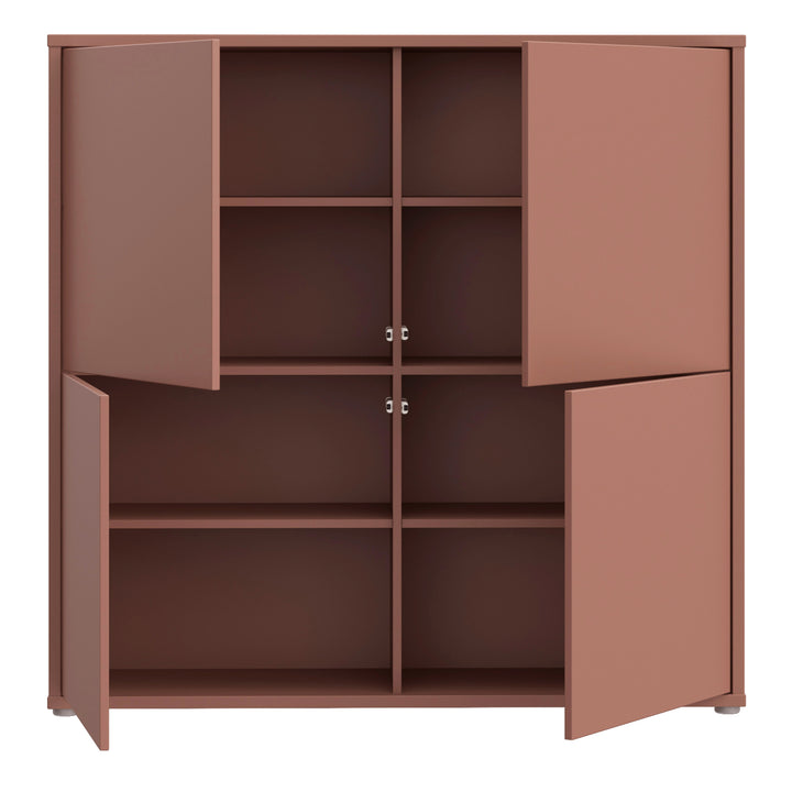 Alice Springs 4 Door Large Storage Cabinet with Push-to-Open Doors in Terracotta