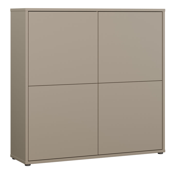 Alice Springs 4 Door Large Storage Cabinet with Push-to-Open Doors in Taupe