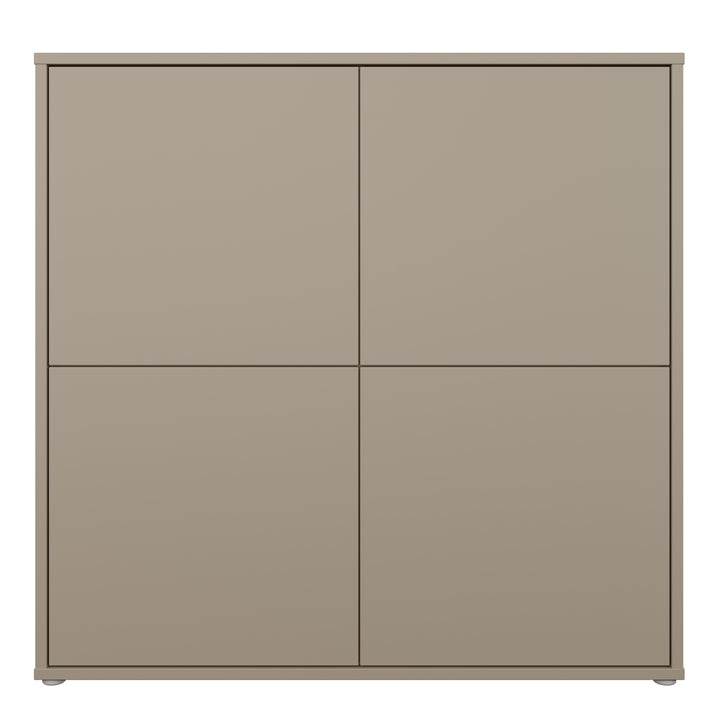 Alice Springs 4 Door Large Storage Cabinet with Push-to-Open Doors in Taupe