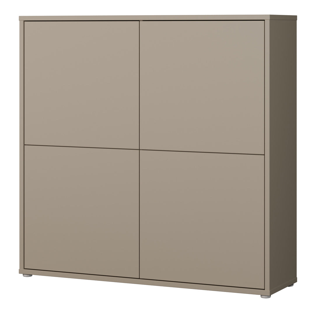 Alice Springs 4 Door Large Storage Cabinet with Push-to-Open Doors in Taupe