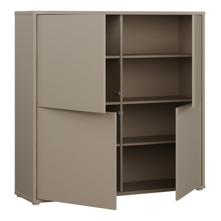 Alice Springs 4 Door Large Storage Cabinet with Push-to-Open Doors in Taupe