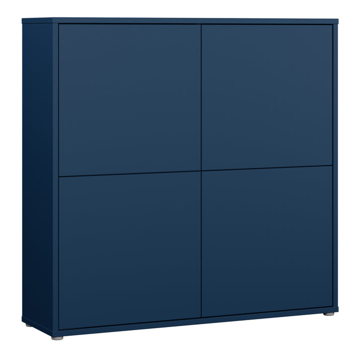 Alice Springs 4 Door Large Storage Cabinet with Push-to-Open Doors in Night Blue