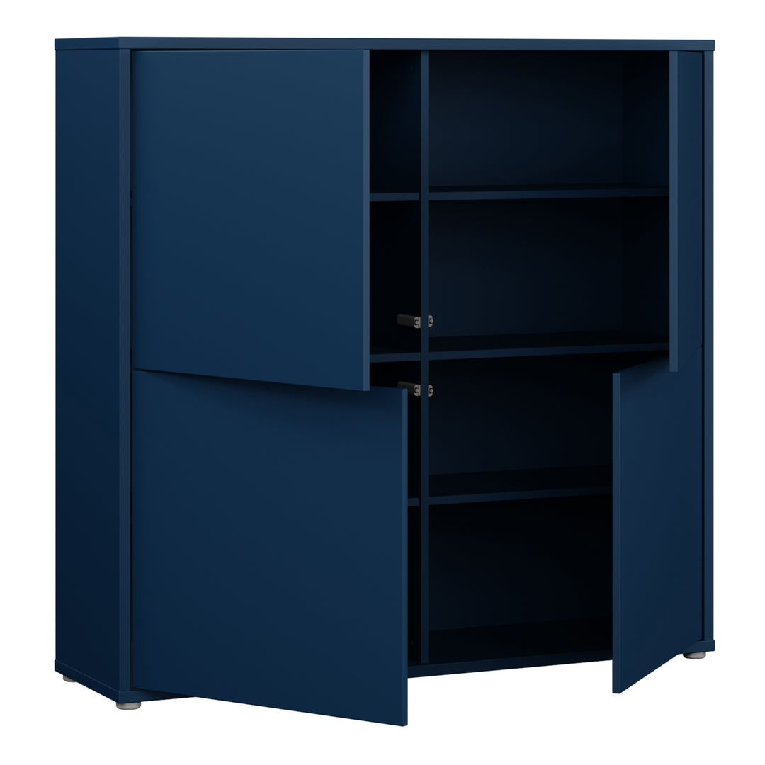 Alice Springs 4 Door Large Storage Cabinet with Push-to-Open Doors in Night Blue